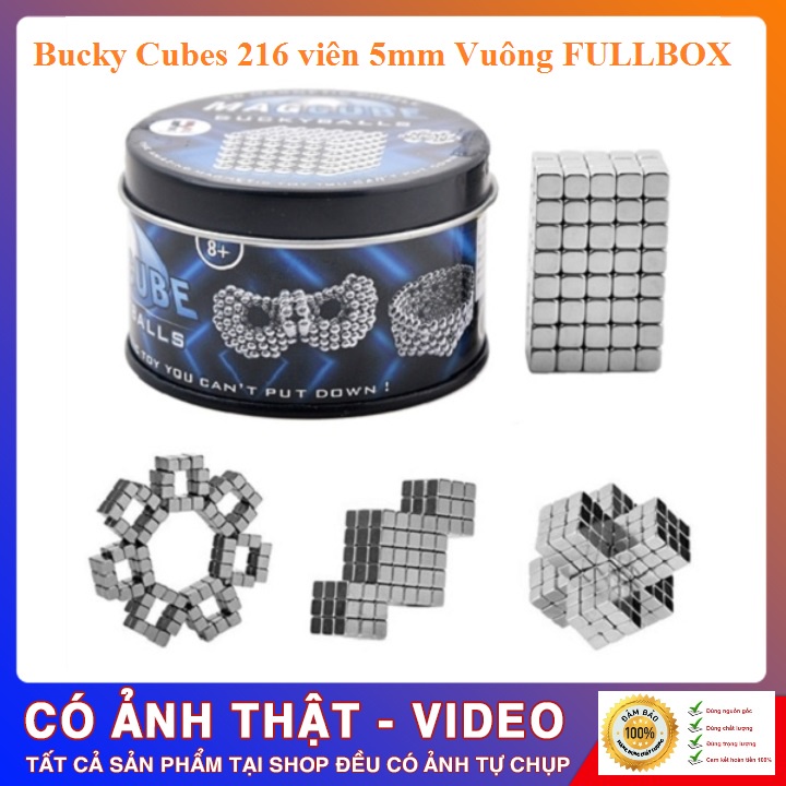 Nam châm xêp hình thông minh buckycube. 216 viên 5mm