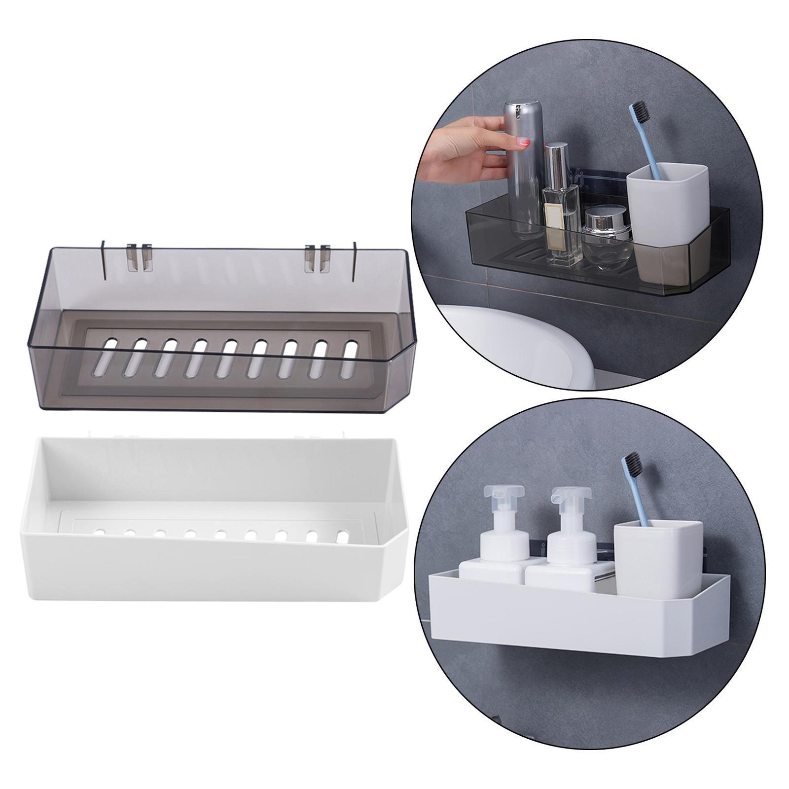 2Pcs Bathroom Shower Shelf Wall Mounted No Drilling Rustproof Bathroom Home
