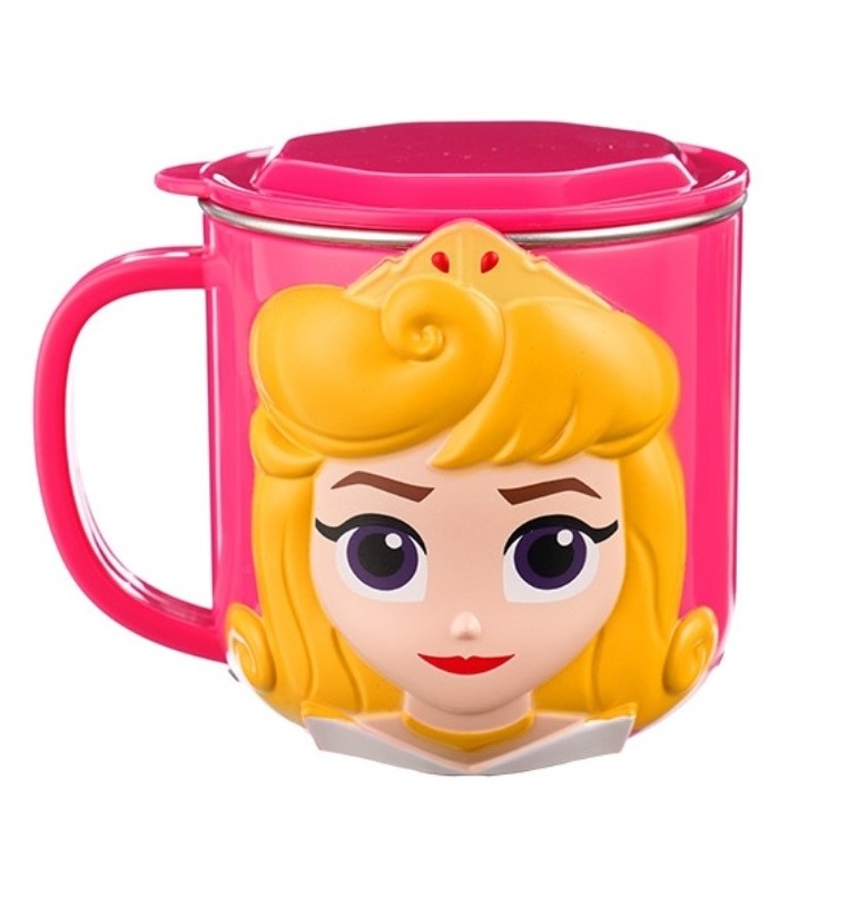 Ly cốc giữ nhiệt Disney hình Aurora ngủ trong rừng 3D có nắp và quai cầm cho bé - 260ml
