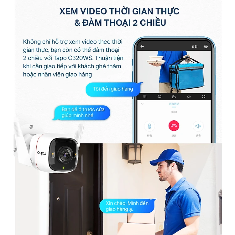 Camera WiFi Ngoài Trời TP-Link Tapo C320WS Độ Phân Giải 2K QHD - Chống nước, Báo động âm thanh - HÀNG CHÍNH HÃNG