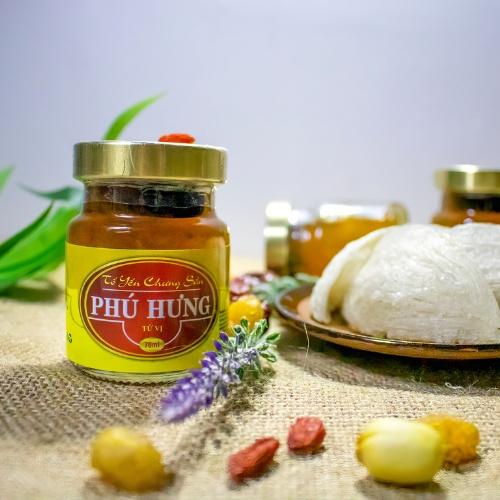 Yến tươi chưng sẵn Vị Tứ vị Thảo dược, Yến Sào Phú Hưng, vỉ 10 lọ 70ml, nguyên chất, tiện lợi, không chất bảo quản