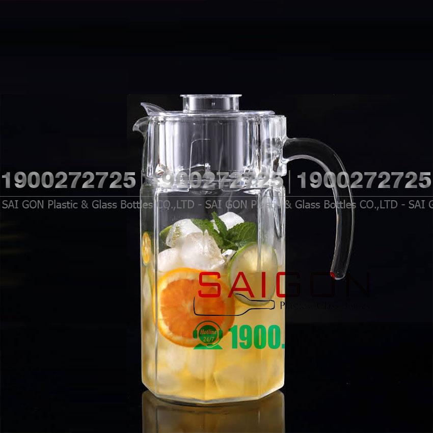 Bình Nước Thủy Tinh Delisoga Pitcher Hexago 1250ml | EH.1003-1 , Thủy tinh Cao cấp