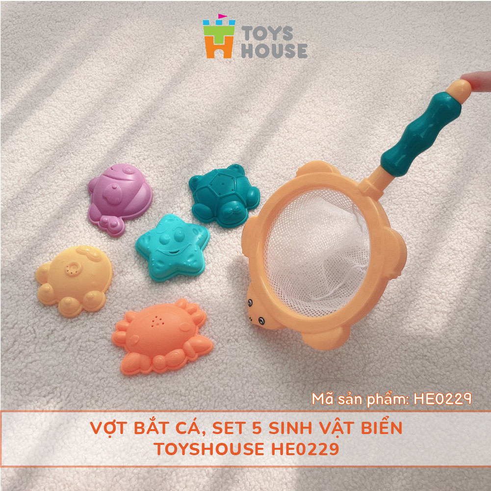 Đồ chơi nhà tắm - Vợt bắt cá, set 5 sinh vật biển ToysHouse HE0229