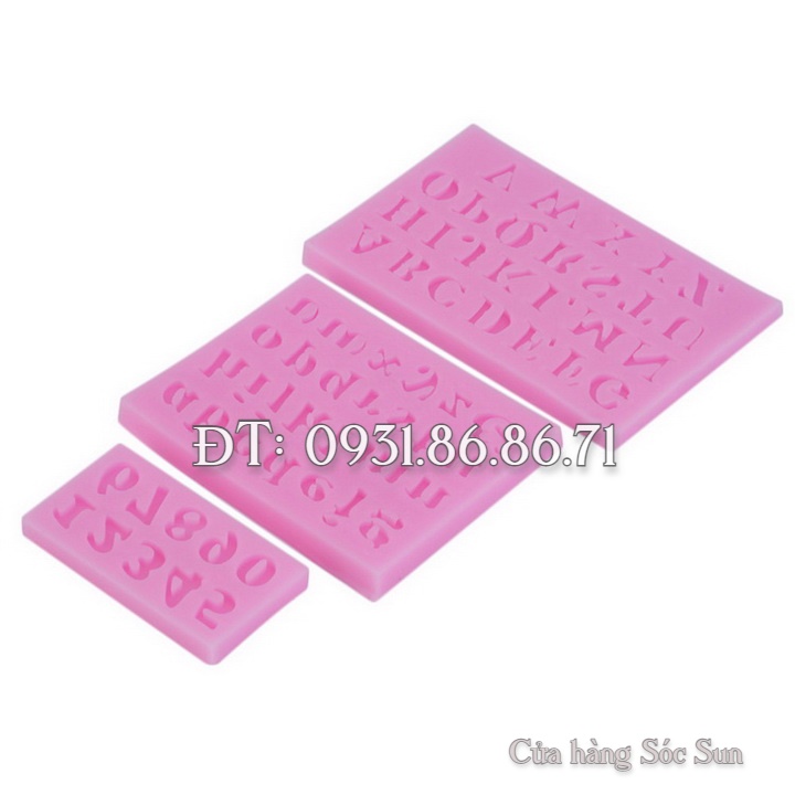 Bộ 3 khuôn silicon chữ cái, ký tự, số – Mã số 1054