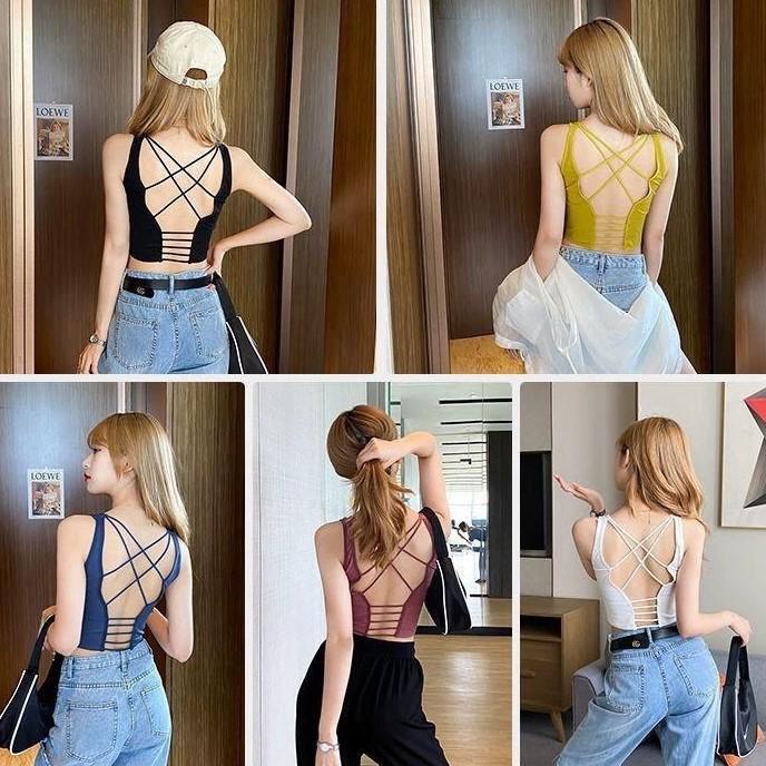 Áo bra đan dây cá tính, áo lót tập gym cotton co dãn 4 chiều nâng đỡ vòng 1 AB/166