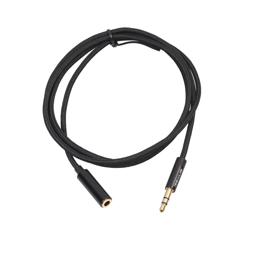 2xHeadphone Extension Cable 3.5mm Jack Male to Female Aux Cable Black 1 m