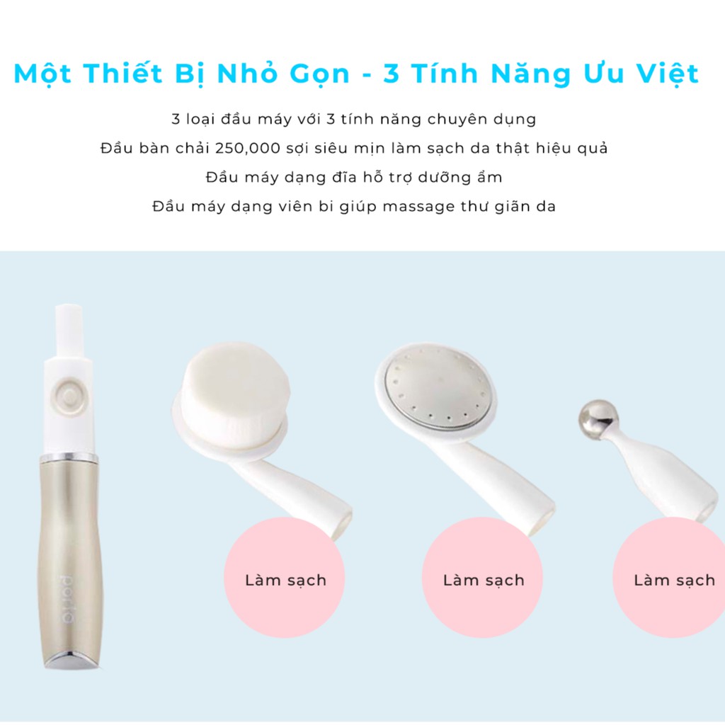 Máy Rửa Mặt Massage 3-trong-1 Shine Nhật Bản