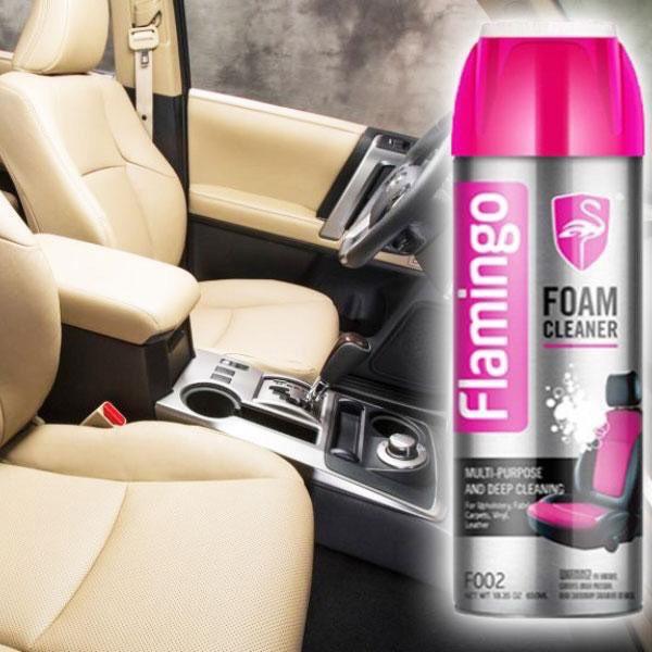 Bình Xịt bọt tẩy đa năng Vệ Sinh Ghế Da Nội Thất ô tô Flamingo F002 650ml