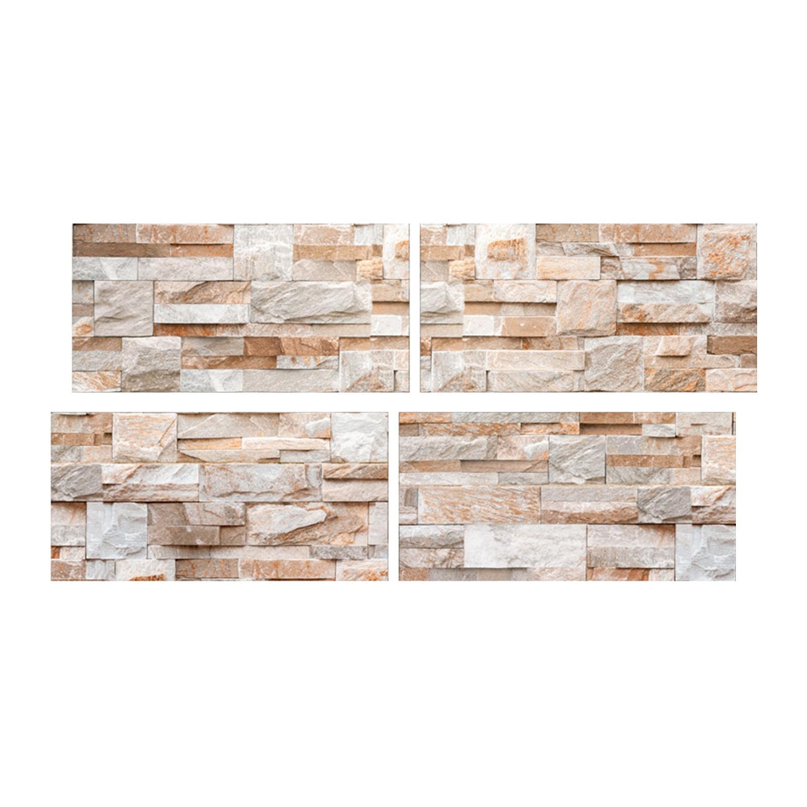 4Pcs 3D Brick Wallpaper Wall Stickers Waterproof Self Paste Decorative Wall Decal Wall Panels for Furniture Laundry Dining Room