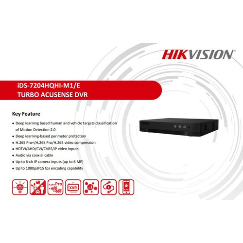 Đầu ghi hình Turbo 4.0 3MP 4 kênh Hikvision iDS-7204HQHI-M1/E - Hàng chính hãng