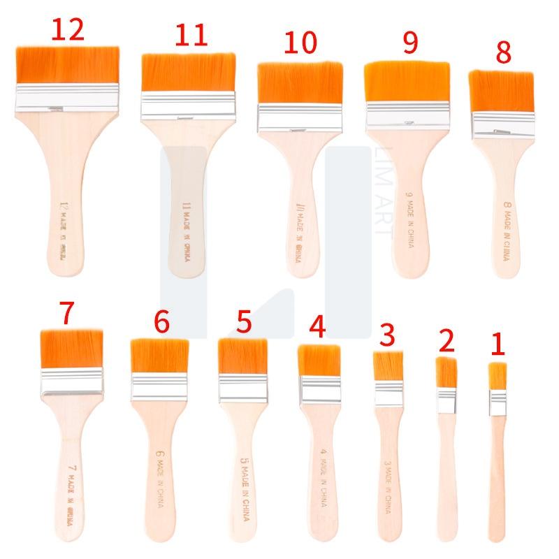 Cọ vẽ cán gỗ bản lớn nhiều size, panhxo chổi vẽ, panh xô chuyên dụng màu nước, acrylic, sơn dầu,...