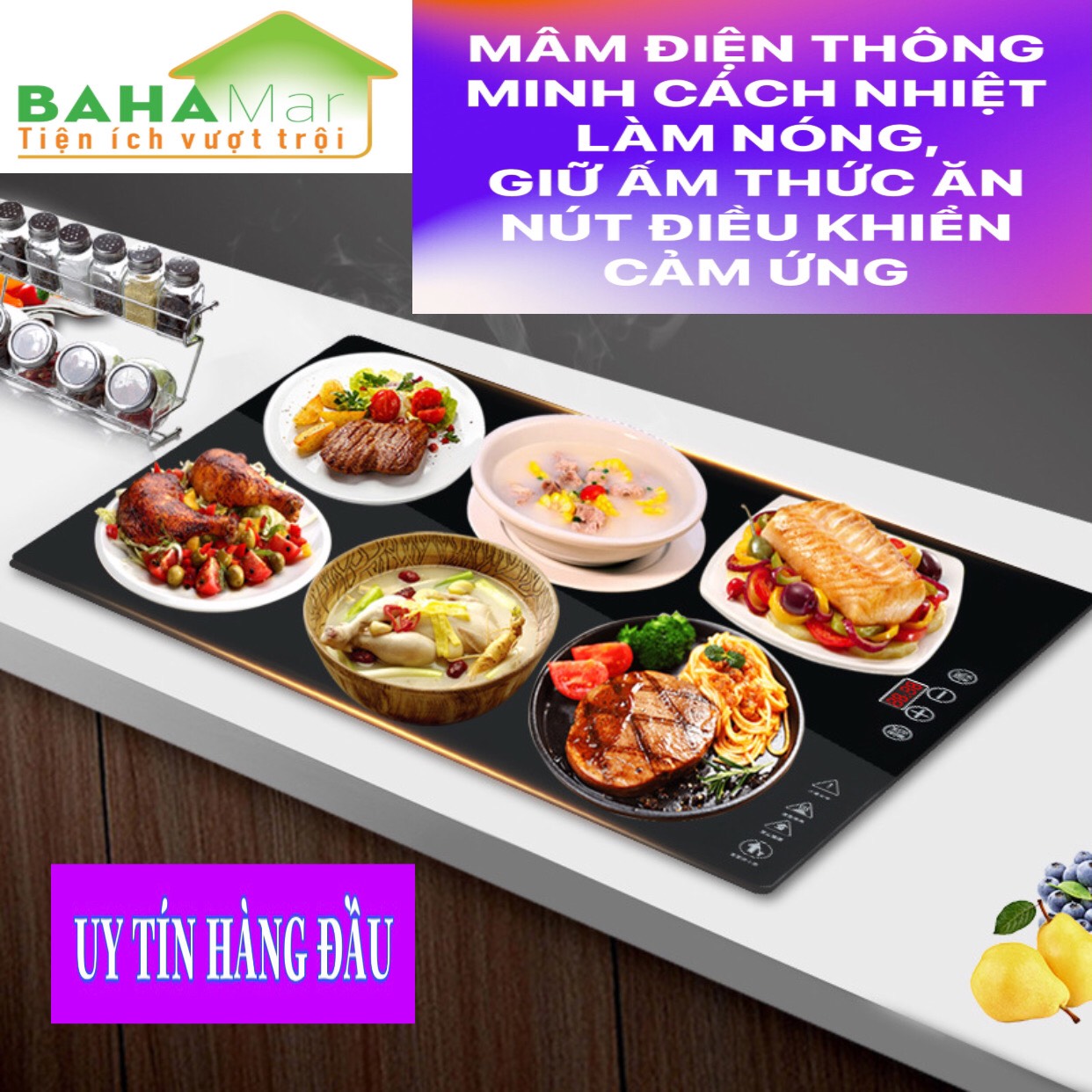 MÂM ĐIỆN THÔNG MINH CÁCH NHIỆT LÀM NÓNG, GIỮ ẤM THỨC ĂN NÚT CẢM ỨNG "BAHAMAR" Đáp ứng được việc giữ ấm, ủ ấm, hâm lại thức ăn hoặc rã đông thực phẩm đóng đá mà không ảnh hưởng đến chất lượng thực phẩm