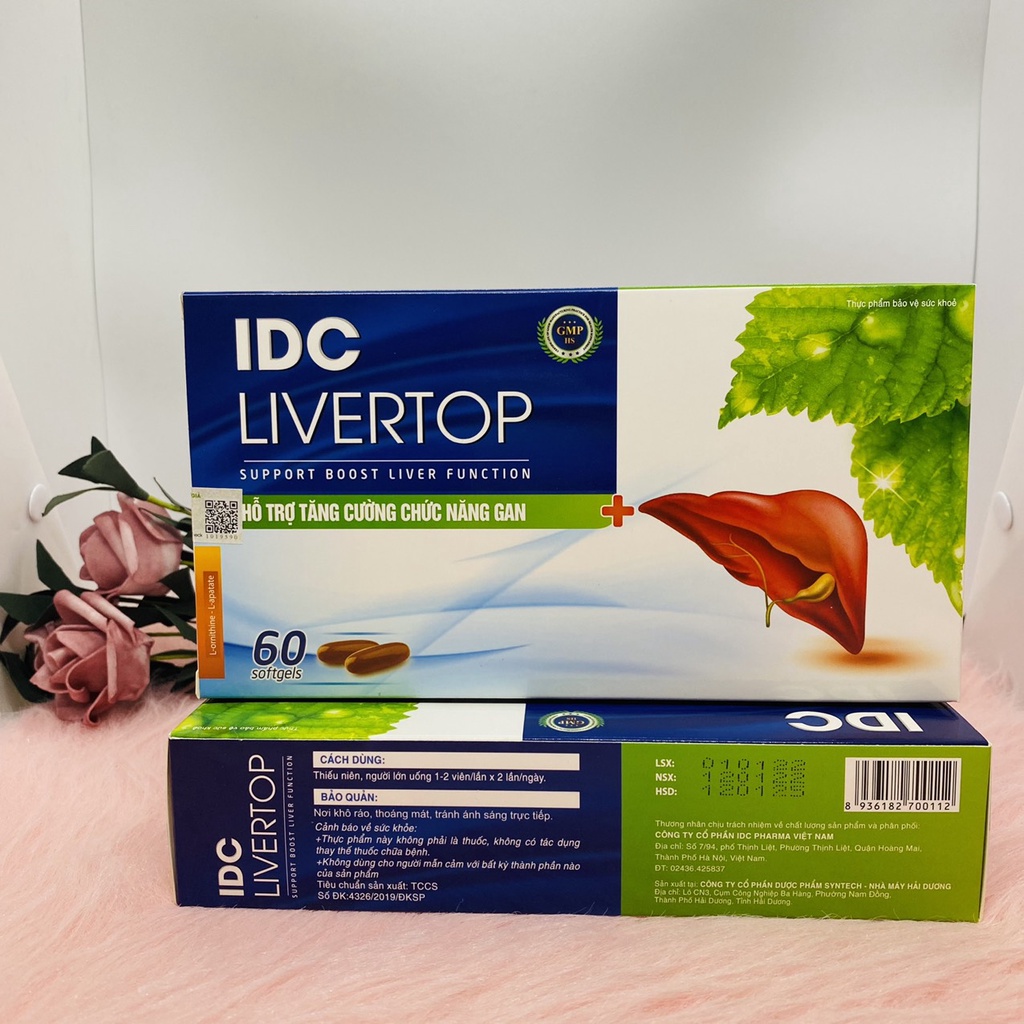 IDC LIVERTOP, Hỗ trợ thanh nhiệt, mát gan, giúp giải độc gan và bảo vệ gan, hỗ trợ tăng cường chức năng gan, Hộp 60 viên