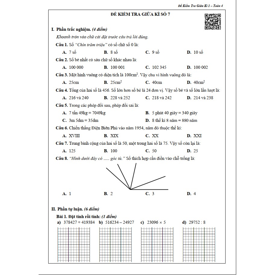 Sách - Combo Đề Kiểm Tra Toán và Tiếng Việt 4 - Học Kì 1