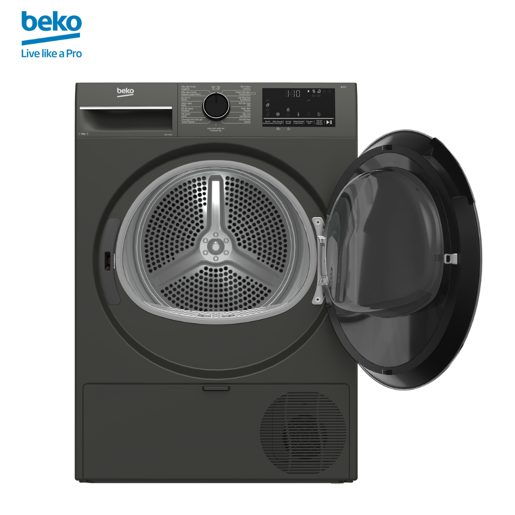 Máy Sấy Quần Áo BEKO Công Nghệ Sấy Ngưng Tụ 9Kg, Sấy Siêu Nhanh, Chống Nhăn, Diệt Khuẩn - B3T4319M - Hàng Chính Hãng