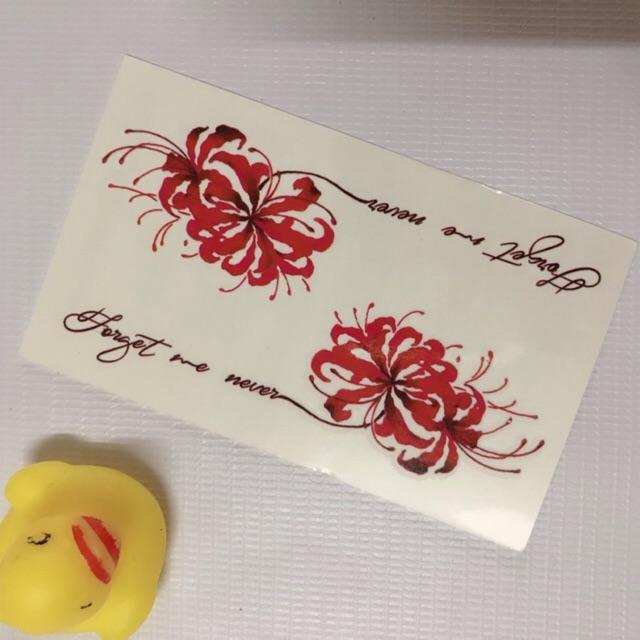 Hình xăm hoa bỉ ngạn chữ kí 10x6cm