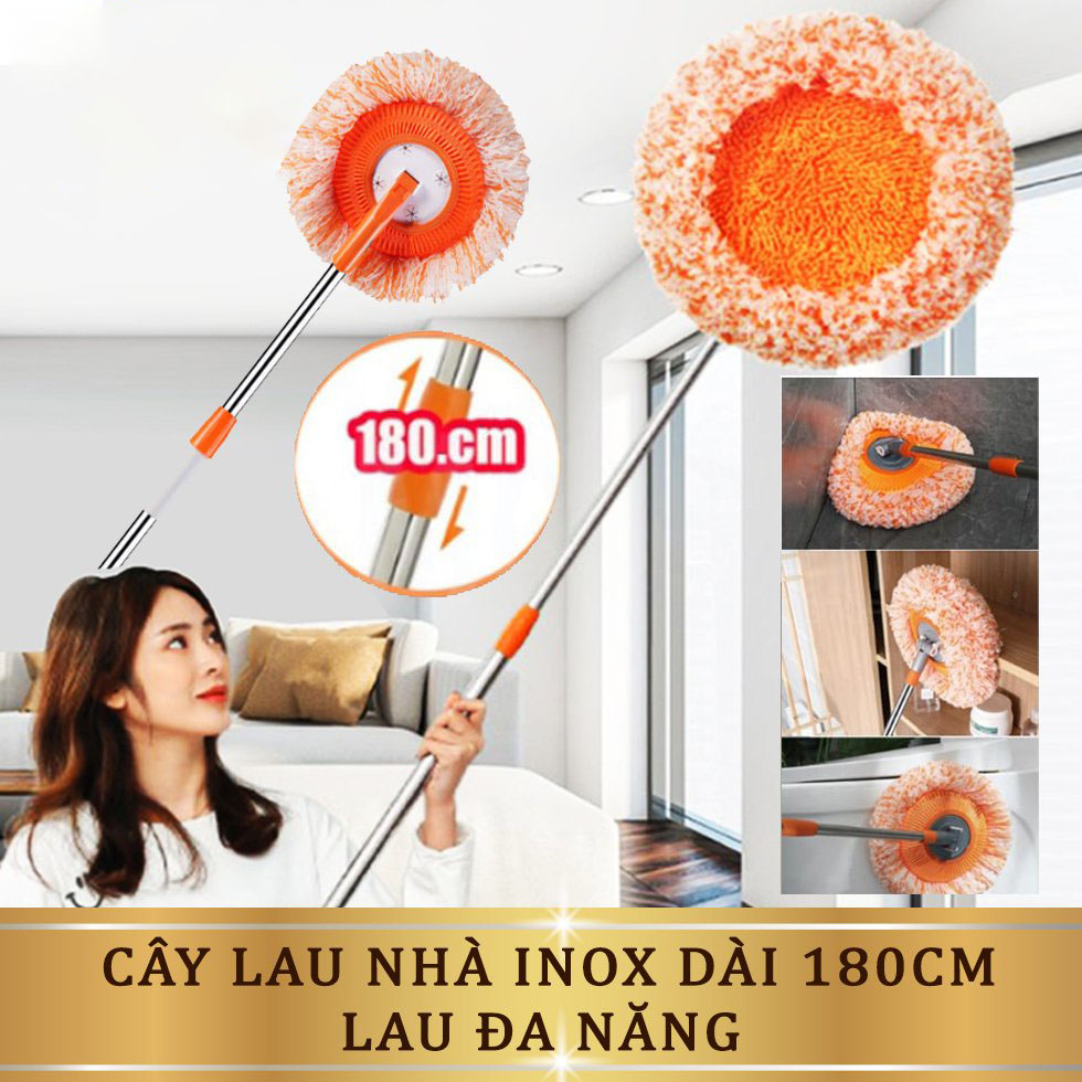 Cây Lau Nhà Hình Hoa Hướng Dương Đa Năng . Chổi Lau Trần Nhà, Chổi Quét Trần Nhà  Xoay 180 Độ Cán Inox