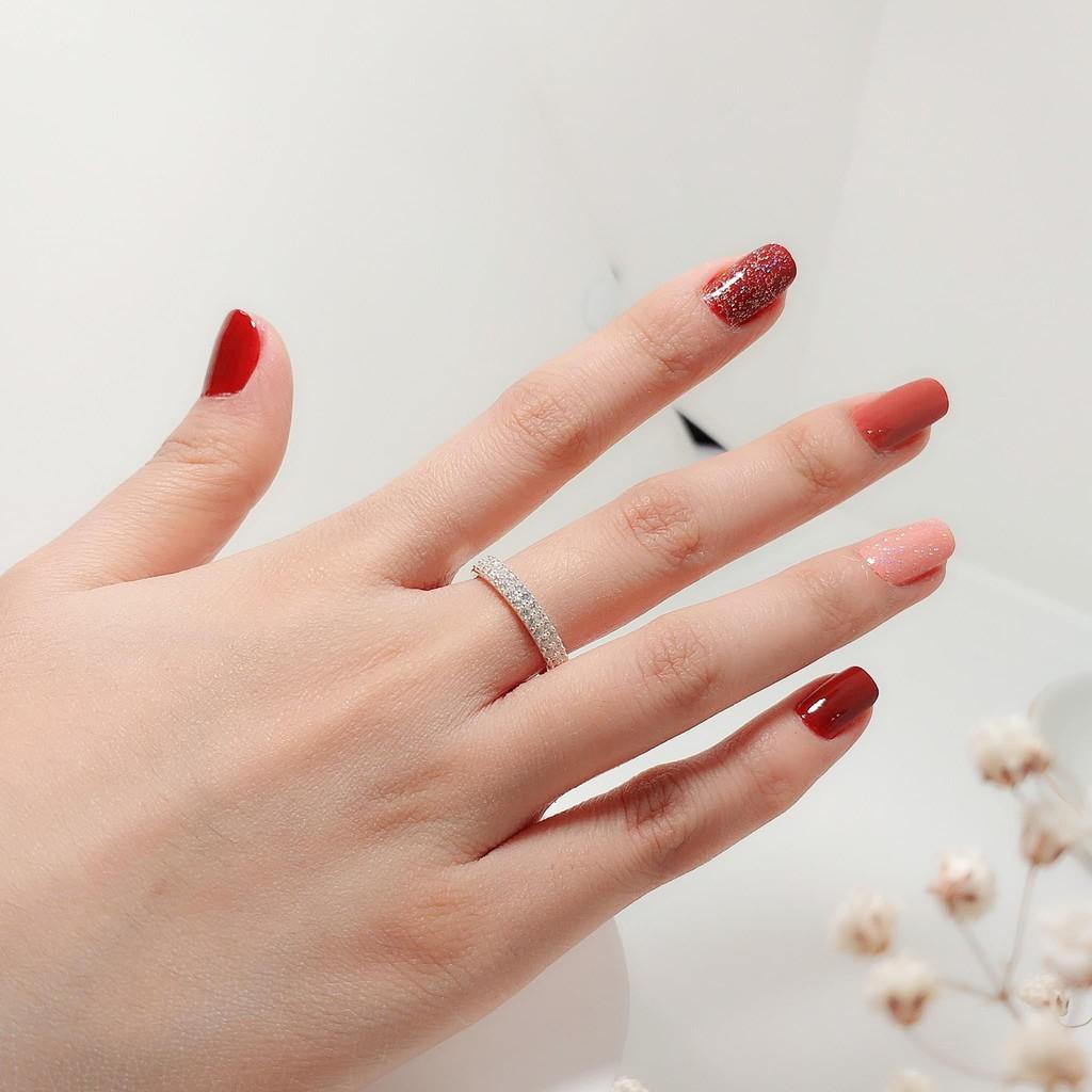 Nhẫn Bạc Nữ Cao Cấp S99 CaoBac Silver Đính Đá Hai Hàng Phong Cách Đơn Giản Nhẹ Nhàng