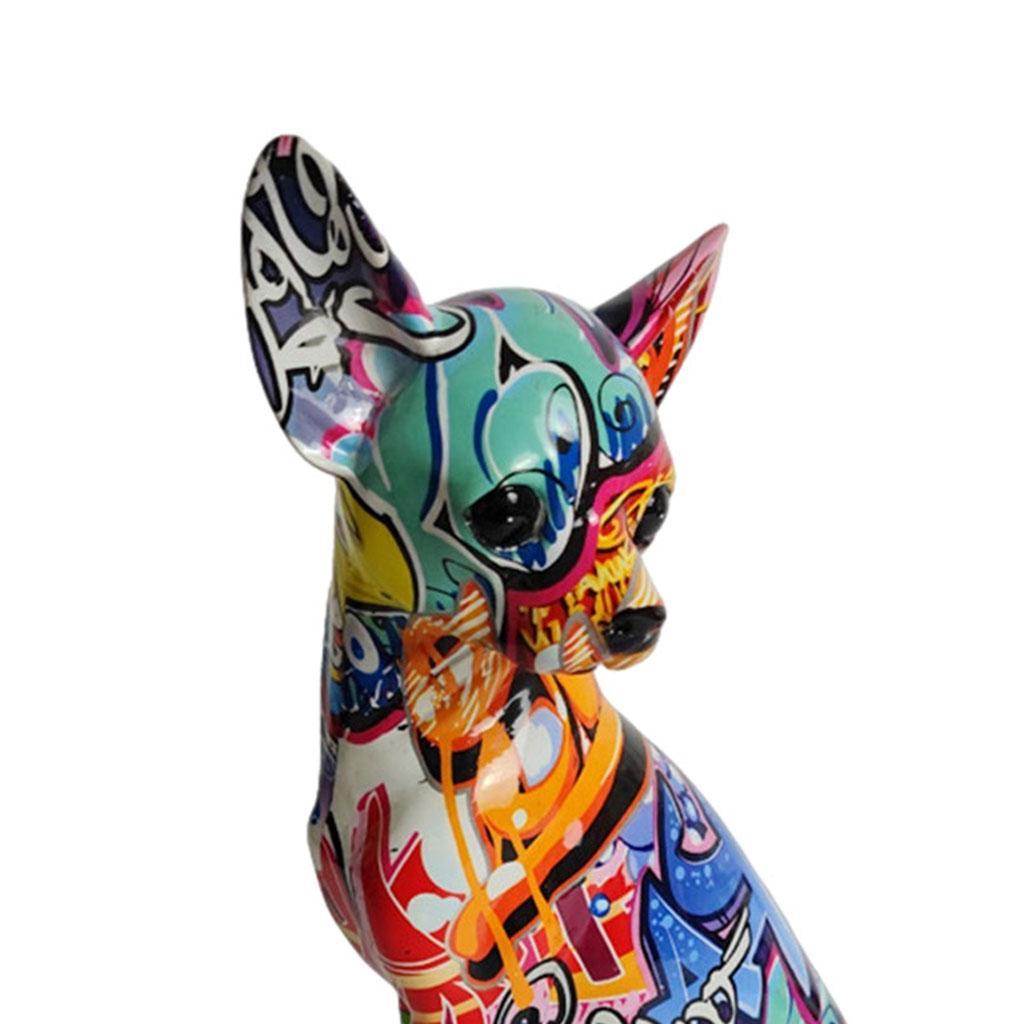 Colorful Dog Statue Animal Figurine Art Crafts Home Decor