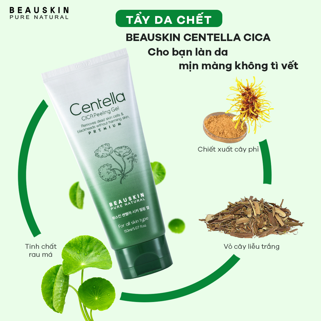 Tẩy da chết tái tạo và phục hồi da, dành cho da dầu mụn Beauskin Centella Cica 150ml