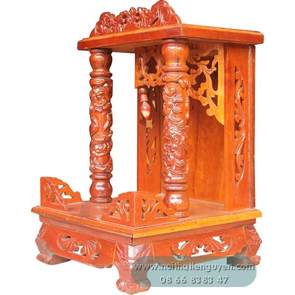 Bàn thờ ông địa - Gỗ Tràm 4T - Cột Rồng - Không hộp đèn - Nội Thất Lê Nguyễn