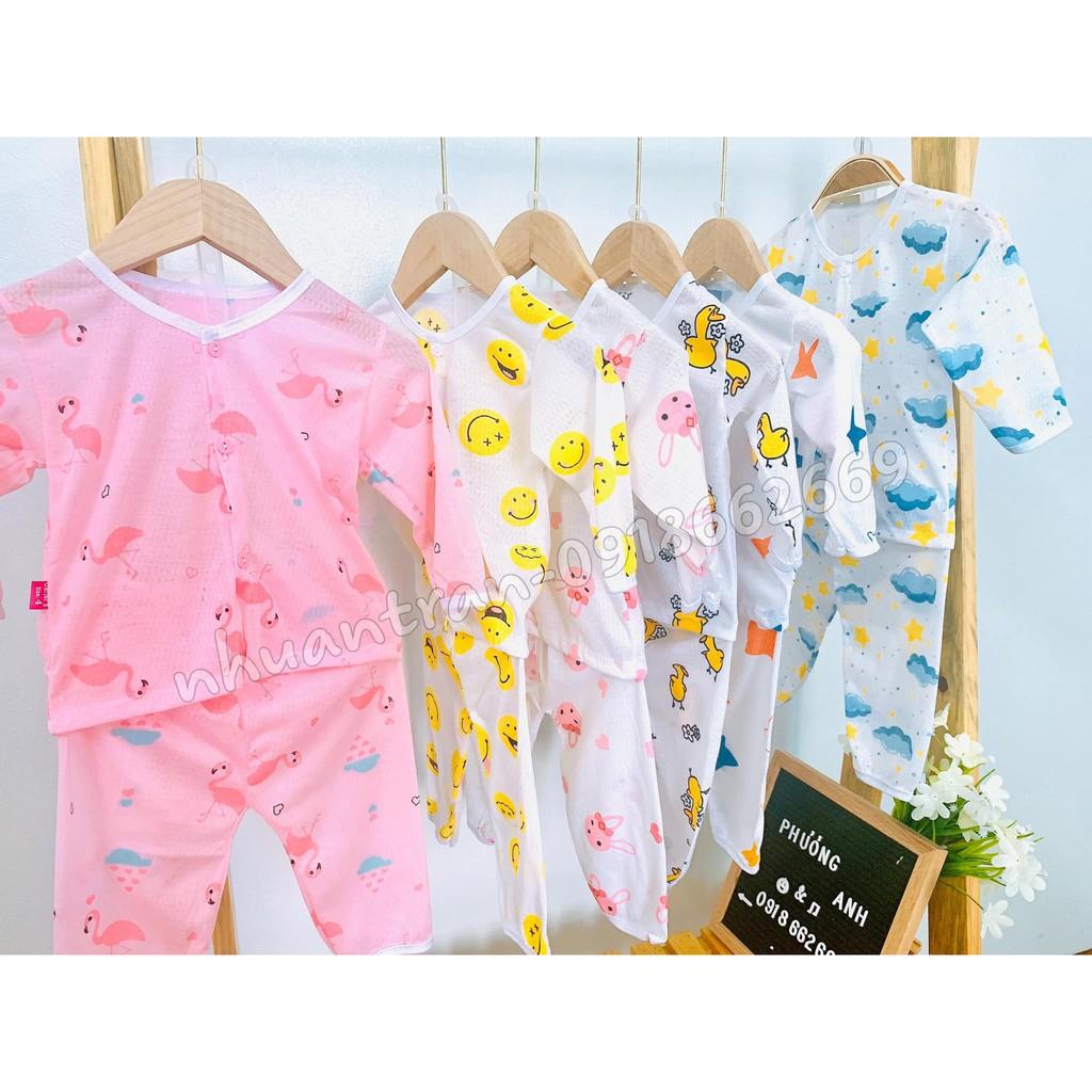 Combo 3 bộ dài bé trai, bé gái vải thông hơi QC loại 1 size 3-14kg
