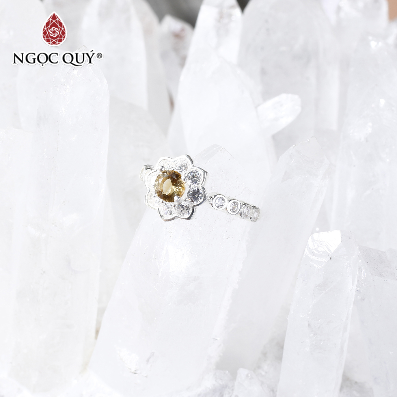 Nhẫn bạc nữ Citrine mệnh thổ,kim - Ngọc Quý Gemstones