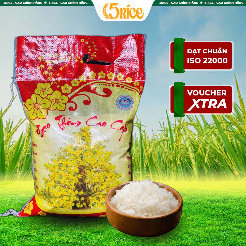 Gạo thơm cao cấp - Túi 5kg - Gạo thượng hạng thơm dẻo, đậm vị 5RICE