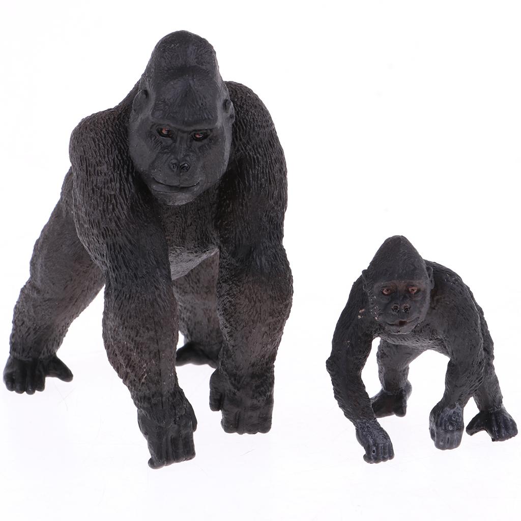 4 Pieces Simulation Gorilla Family Figure Toy Animal Model Set, Home Ornament