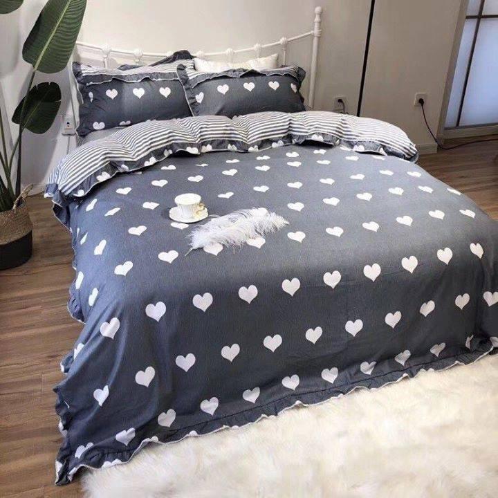 BỘ CHĂN GA COTTON HỌA TIẾT HÌNH TIM