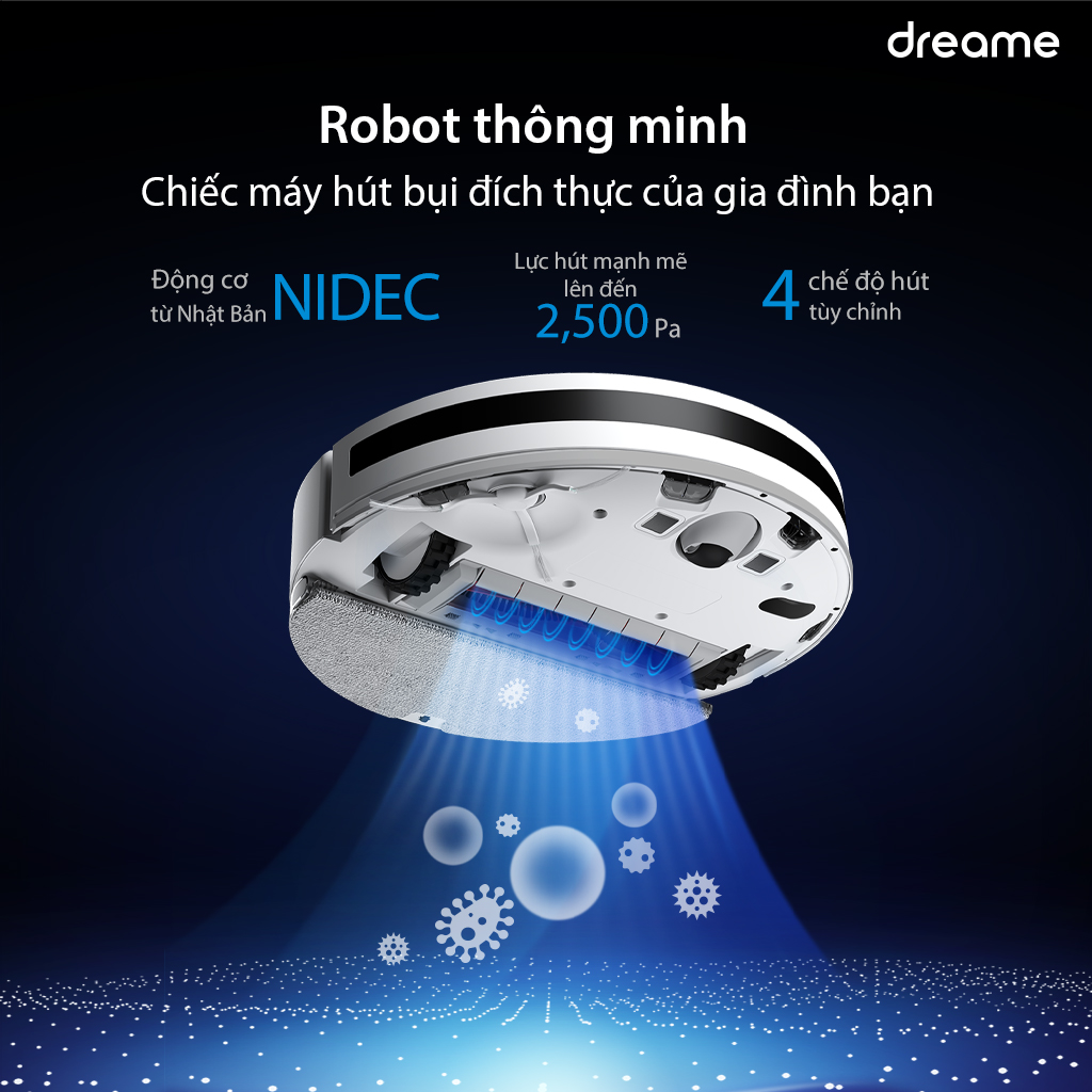 Robot hút bụi lau nhà thông minh Xiaomi Dreame F9 - Lực hút 2500 PA - Hàng chính hãng