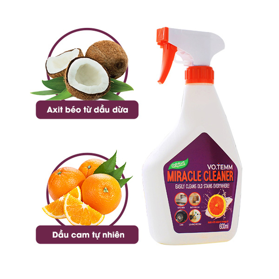 Combo 3 Chai Xịt Vệ Sinh Các Bề Mặt Phòng Bếp, Phòng Tắm, Phòng Khách Votemm Miracle Cleaner Hàn Quốc (600ml)