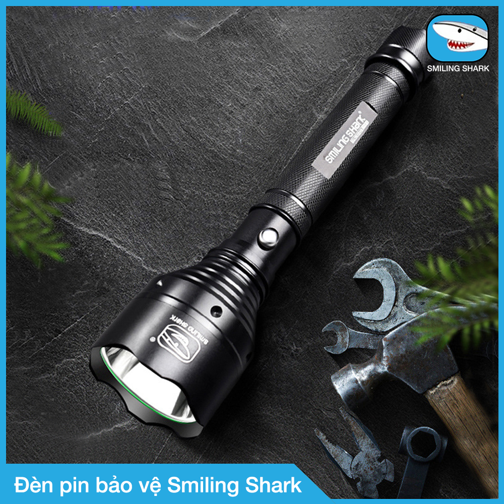 Đèn pin tự vệ siêu sáng Smiling Shark, công nghệ chiếu sáng tối tân, chất liệu hợp kim siêu cứng, chuyên dụng cho bảo vệ canh phòng, tuần tra ban đêm, chống trộm, dã ngoại, tìm kiếm cứu nạn đa dụng - Hàng chính hãng