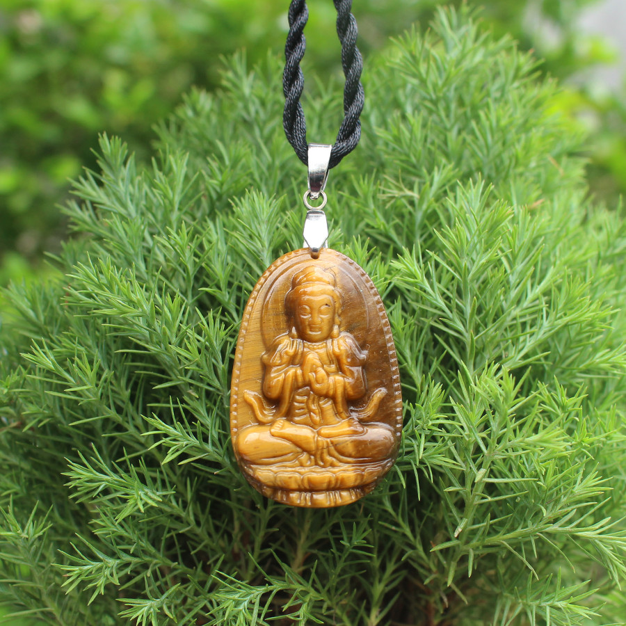 Mặt Dây chuyền Phật Như Lai Đại Nhật, cho tuổi Thân, Mệnh Thổ, Đá Mắt hổ, Cỡ nhỏ AKO2