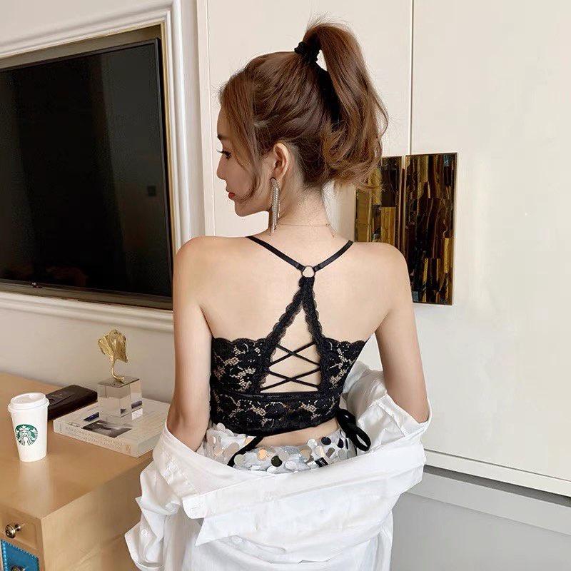 M151. Áo bra ren hoa đệm bàn tay nâng ngực, áo hai dây croptop có sẵn mút ngực siêu hot