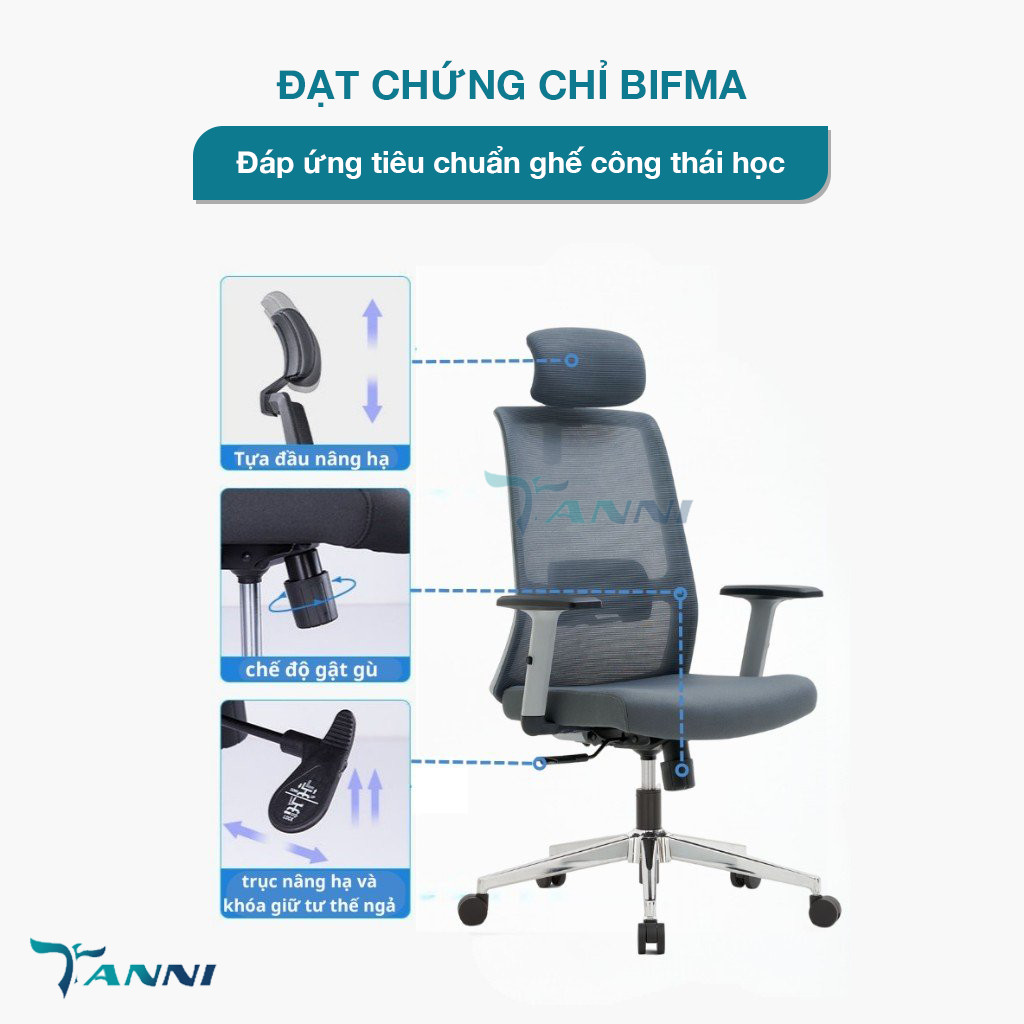 Ghế Xoay Văn Phòng Công Thái Học Ergonomic Có Ngả Lưng Premium V2 , Ghế Xoay Ngồi Làm Việc Cao Cấp Nhập Khẩu