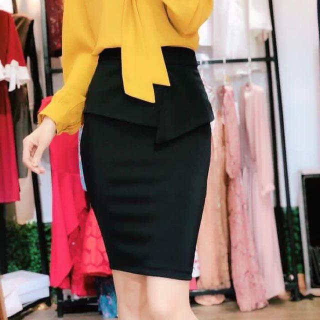 CHÂN VÁY BÚT CHÌ sẻ sau 2 vạt xếp li cực xinh