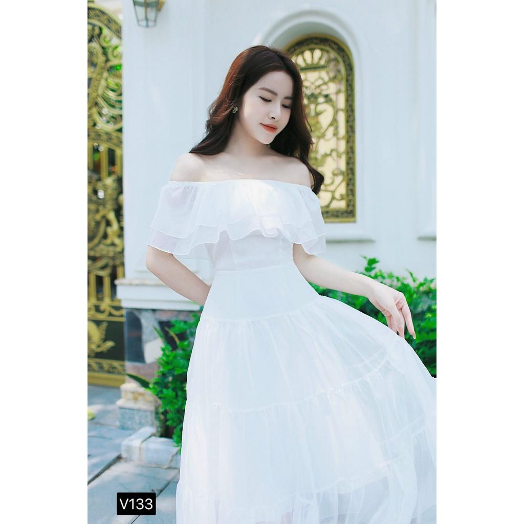 Đầm Maxi Đi Biển, Váy Trắng Dài LILY DRESS Chất Liệu Voan Tơ Cao Cấp - Váy Maxi Đi Biển Thanh Khiết Nữ Tính