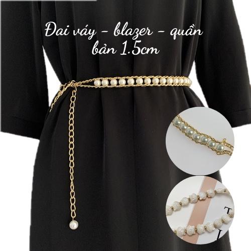Thắt lưng nữ ngọc trai/ belt sợi ngọc trai dây xích/ Đai váy ngọc trai TL09