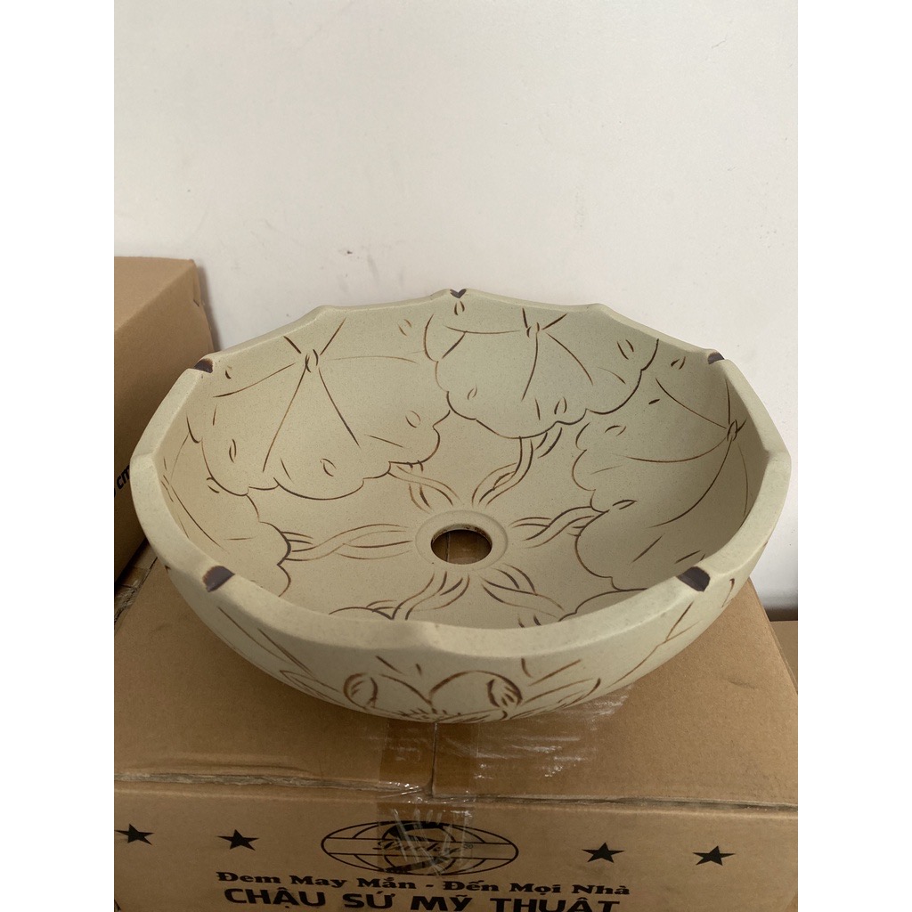 Chậu sứ Mỹ thuật - Lavabo đặt bàn Mỹ thuật - chậu rửa mặt cổ điển