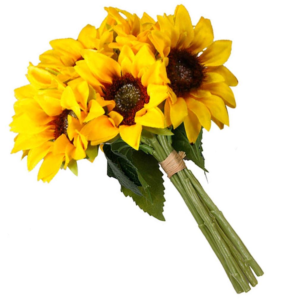 6 Pcs/bundle Artificial Sunflower Simulation Flower Floral Decor Home Office Fake Sunflower【vollter1】