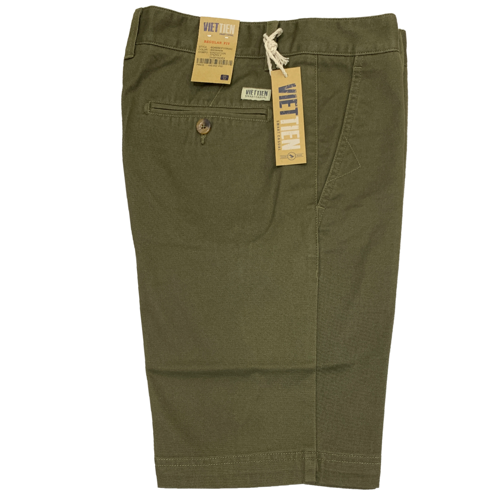 Viettien - Quần short nam kaki màu nâu 6Q8009 regular fit