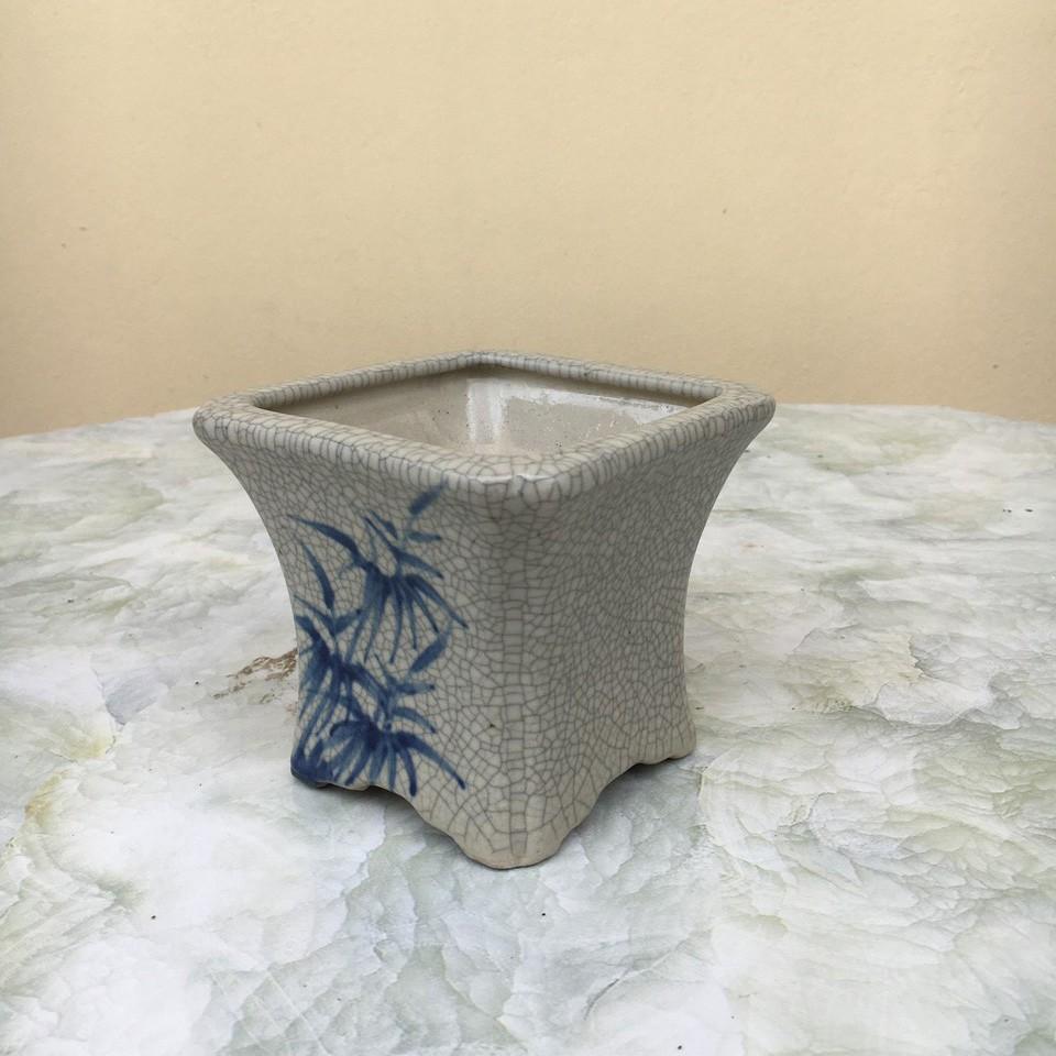 Chậu bonsai Vuông mini men Rạn gốm Bát tràng 1 size BM-84
