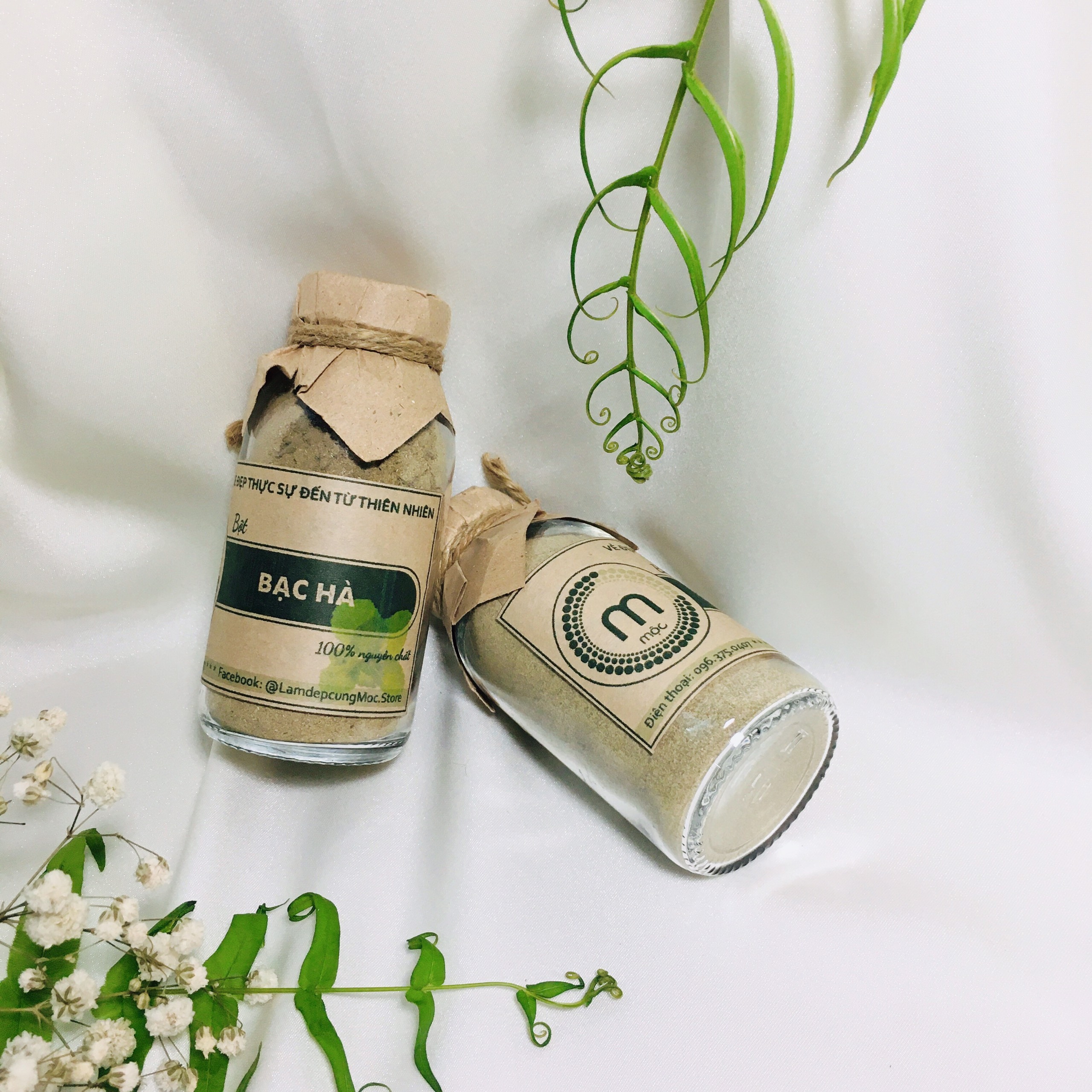 Bột đắp mặt Lá Bạc Hà trị mụn nguyên chất 200ml