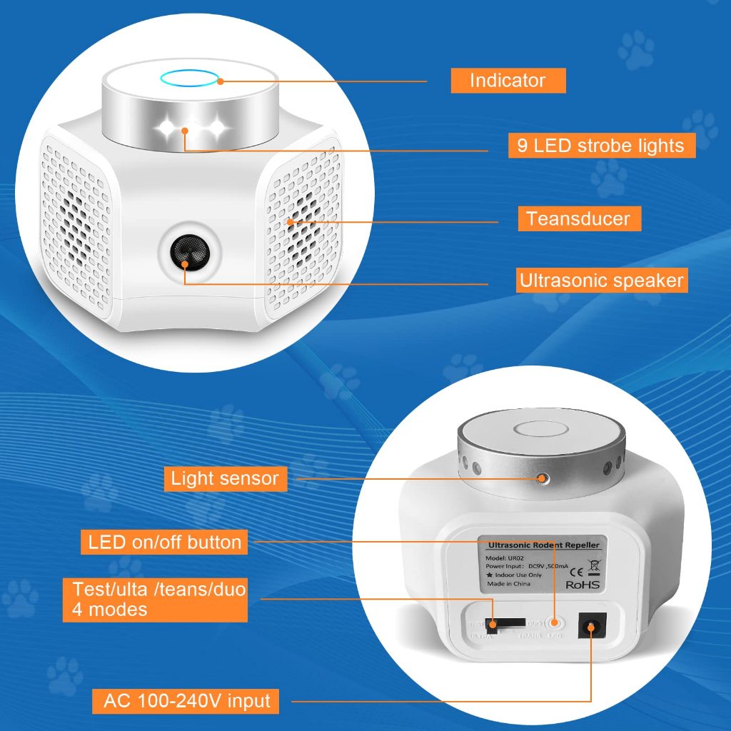 Máy đuổi chuột Ultrasonic Rodent Repeller 360 UR02