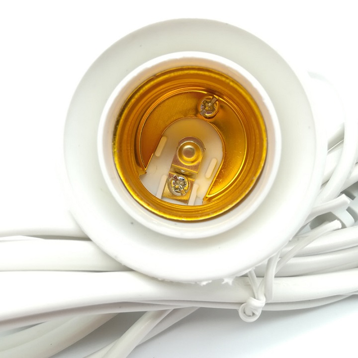 Đui đèn dây điện dành cho bóng led liền dây E27 có công tắc dài 4m màu trắng chống vỡ, chống thấm nước , Đuôi đèn tròn , chui cho bóng đèn chữ U