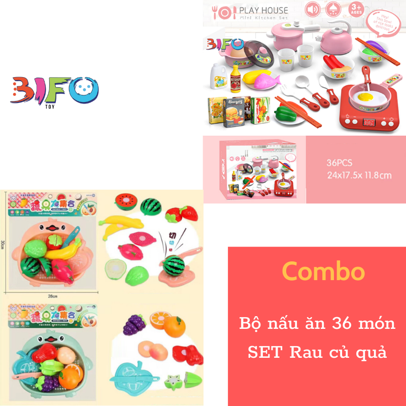 Combo mô hình xe đẩy siêu thị và bánh kem, hoa quả cho bé thỏa sức vui chơi