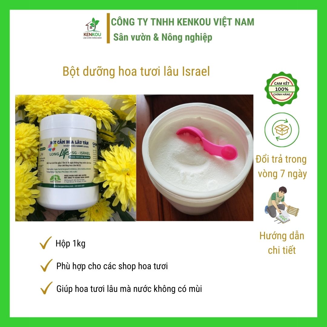 Dưỡng hoa tươi lâu Lọ 1kg hiệu Long life Israel dưỡng hoa tươi dùng cho shop hoa