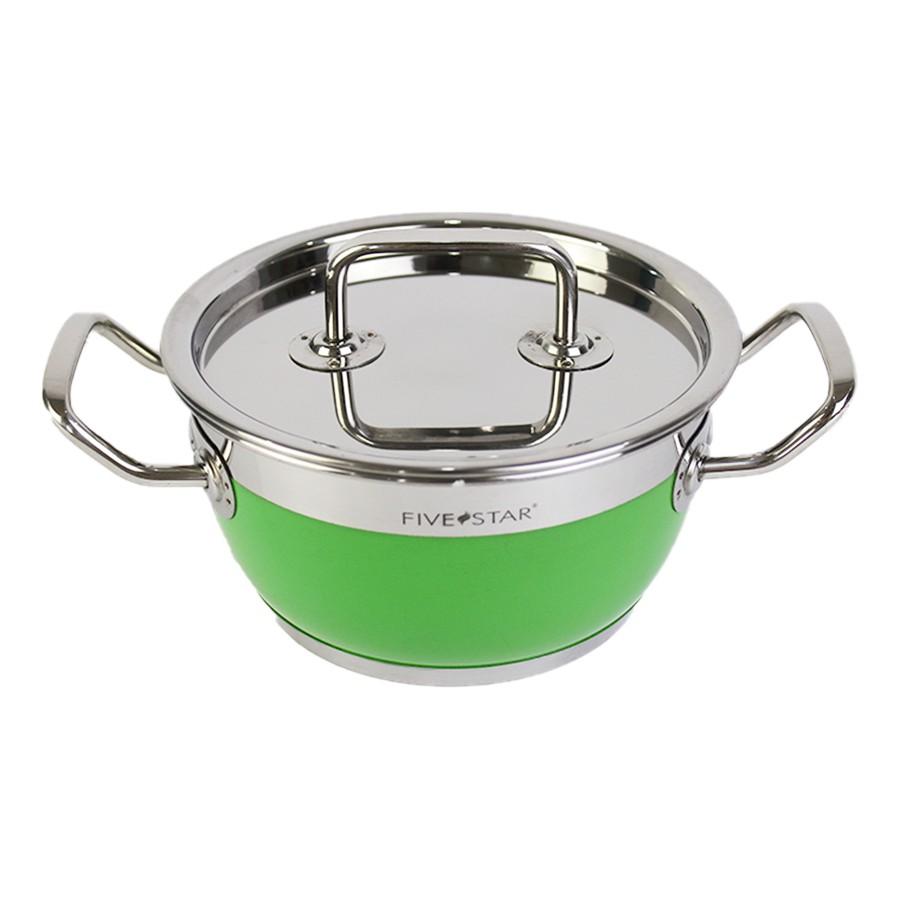 Bộ 2 nồi inox màu FiveStar 3 đáy từ nắp inox , tặng 5 muỗng ăn