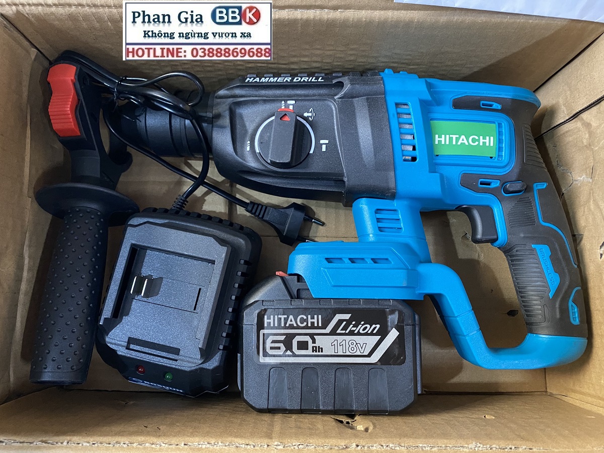 Máy Khoan Đục Bê Tông 199V - 3 Chức Năng: Khoan, khoan búa, đục - Động Cơ Không Chổ Than 100% Lõi Đồng